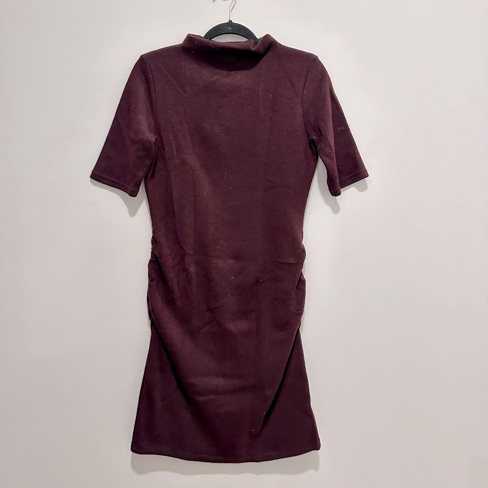 Carry, maternity dress, maroon, size M, ruched side, good condition